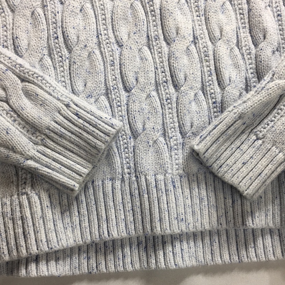 Lands End Women’s White and Blue Drifter Sweater Size L Like-NEW Condition - Picture 2 of 5